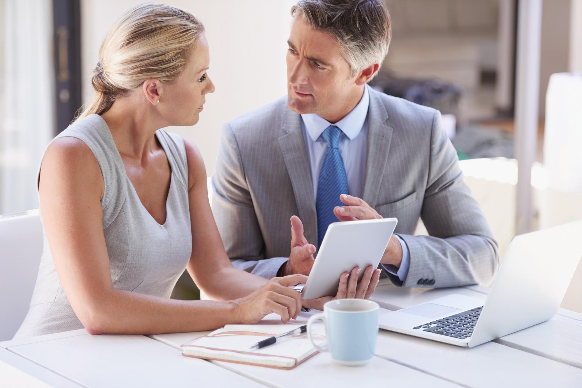 Advisor discussing portfolio with client